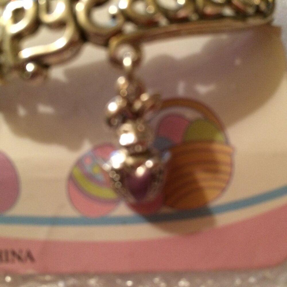 EASTER - 1990s Happy Easter Enameled Metal Stretch Charm Bracelet (NWT) - Picture 5 of 8